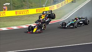 Watch: Max Verstappen goes airborne as he crashes into Lewis Hamilton during the F1 Hungarian GP