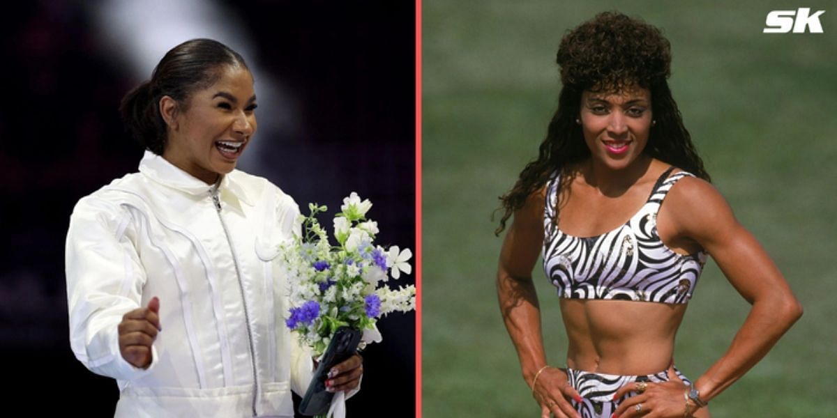 Jordan Chiles and Florence-Griffith Joyner, Getty