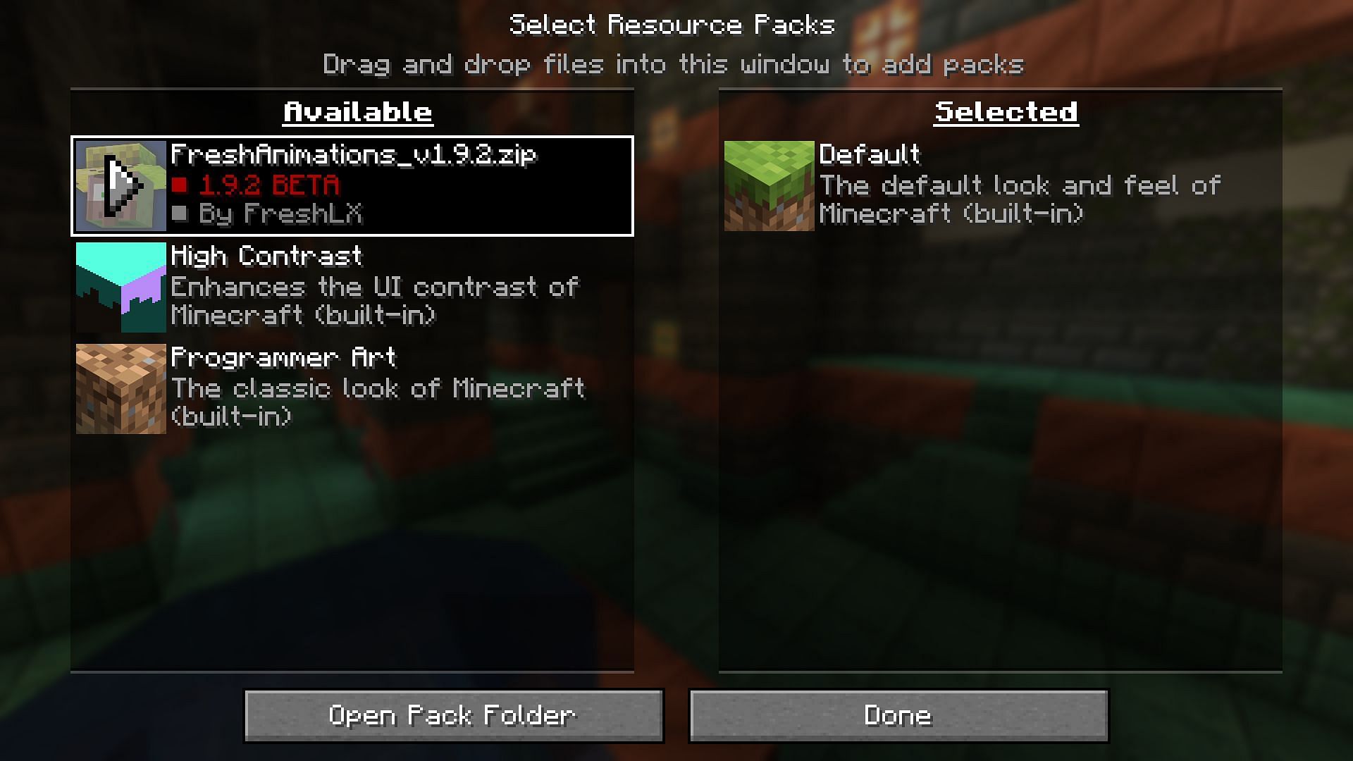 Installing Fresh Animations&#039; files in version 1.21 shouldn&#039;t take too long (Image via Mojang)