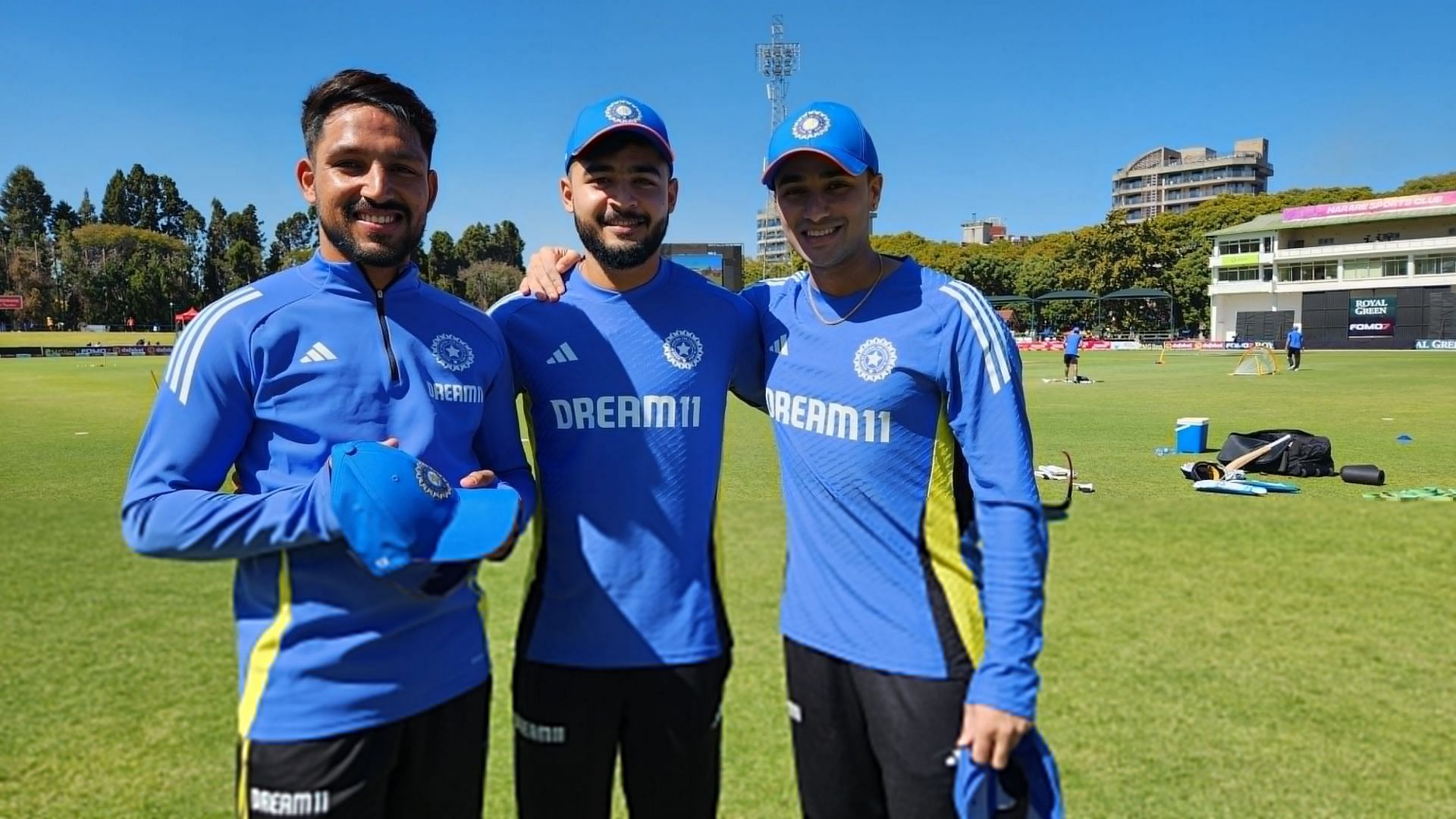 Riyan Parag (center) made his T20I debut in the recent series against Zimbabwe. [P/C: BCCI/X]