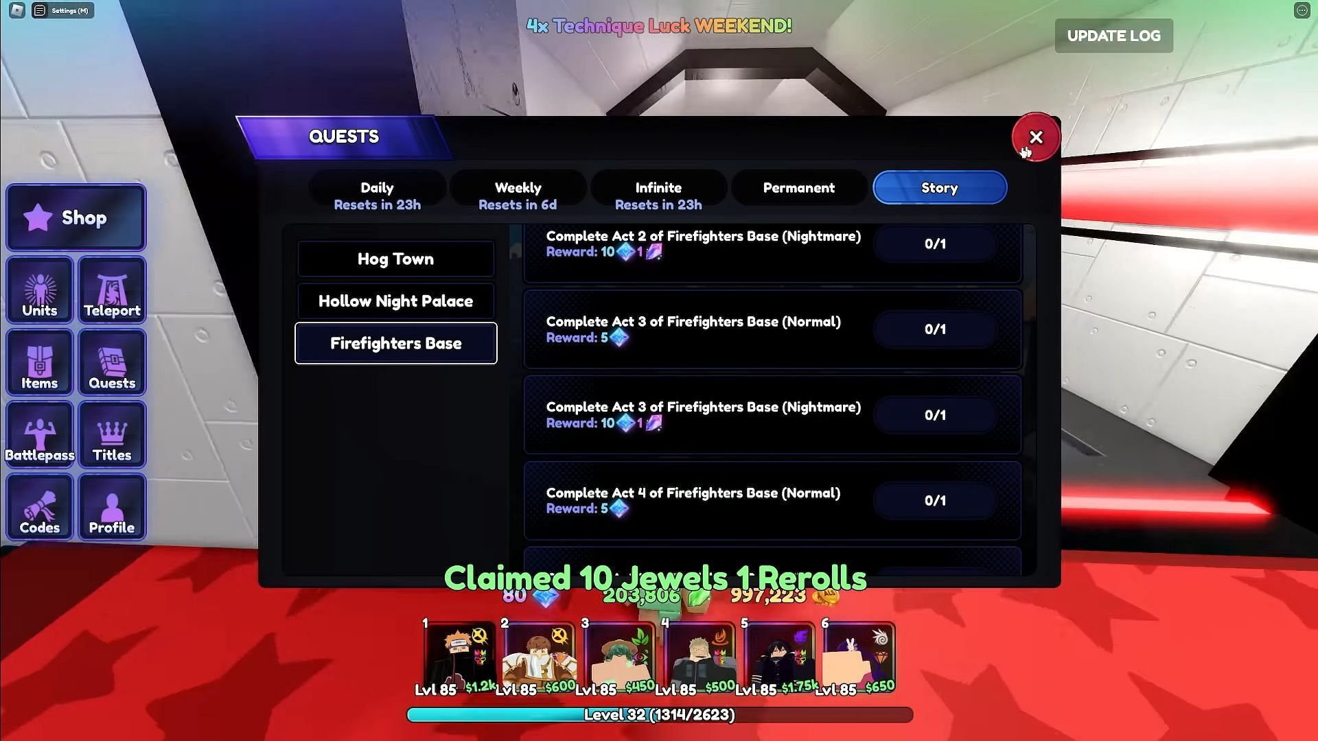 Quests screen (Image via Roblox || Sebbyastian/YouTube)