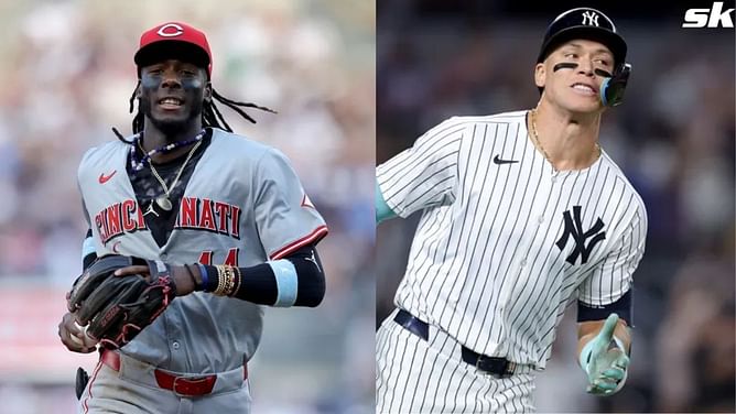 Watch: Elly De La Cruz applies a playful tag on Aaron Judge at second base during Yankees vs. Reds showdown