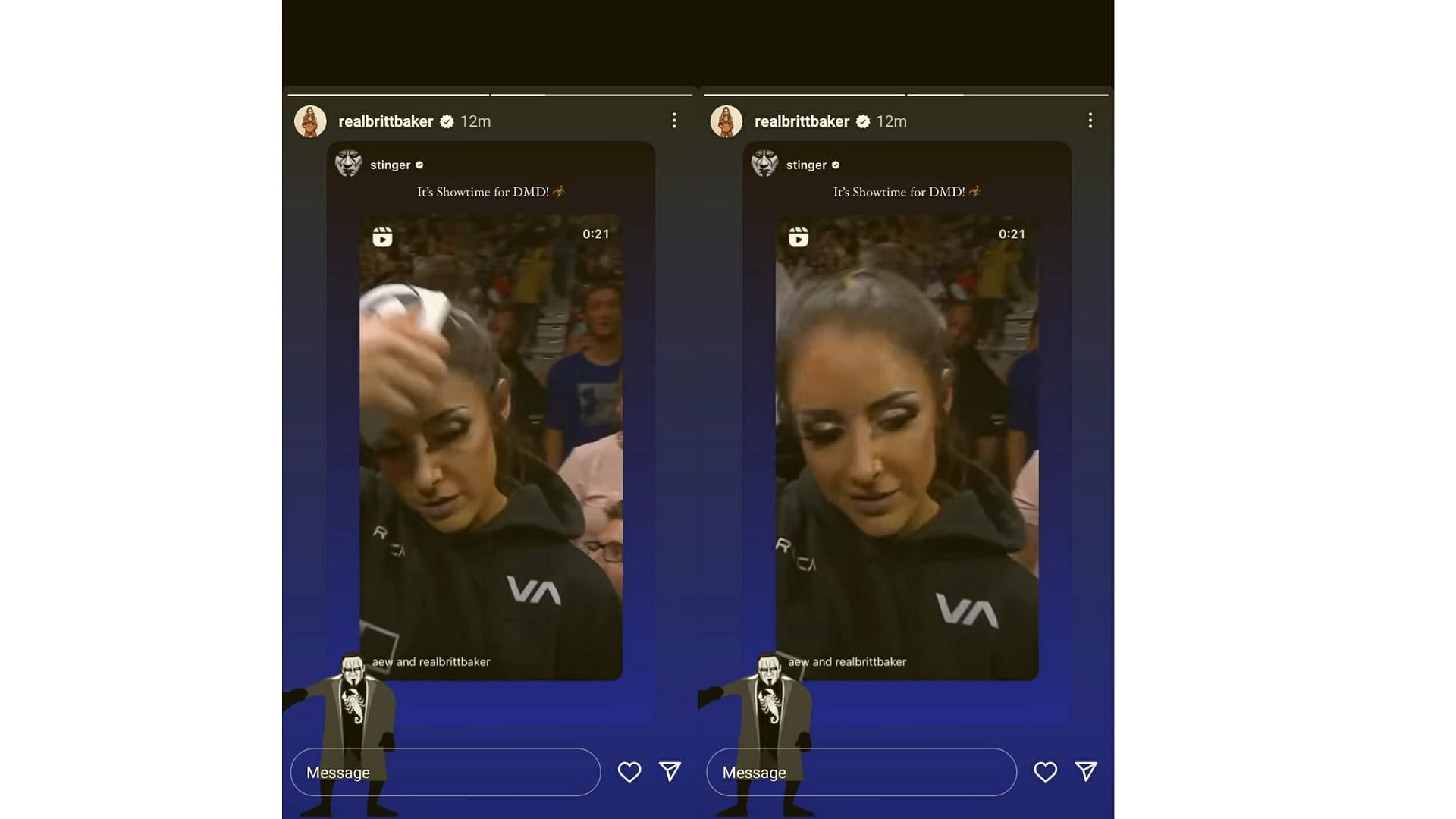 Britt Baker reacted to Sting&#039;s acknowledgment of her sneak attack on Mercedes Mone. [Image credits: Britt&#039;s official Instagram handle]