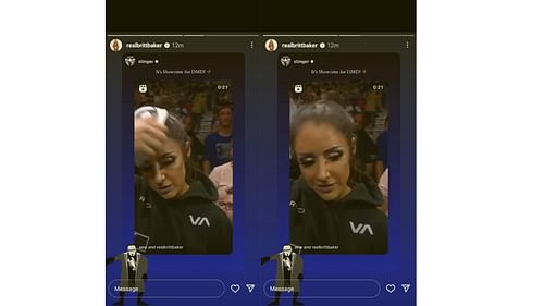 Britt Baker reacted to Sting's acknowledgment of her sneak attack on Mercedes Mone. [Image credits: Britt's official Instagram handle]