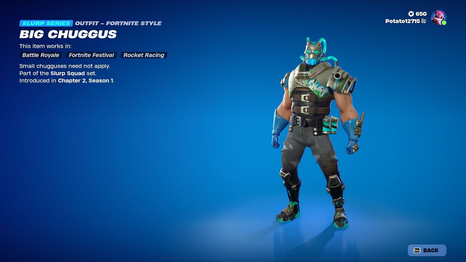 Big Chuggus skin is now in Fortnite (Image via Epic Games)