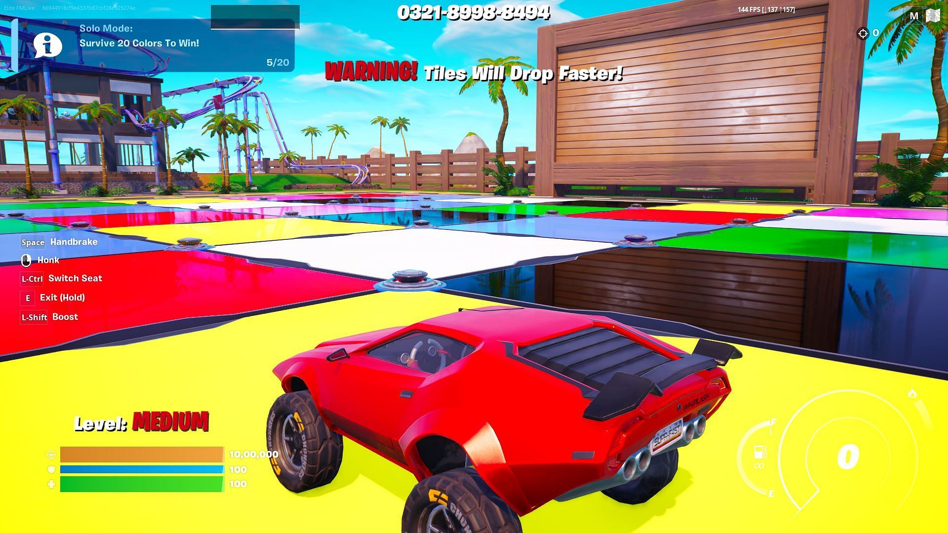 Be on the lookout for the next color being prompted and rush to it before the tiles disappear in Fortnite Color Dash (Image via Epic Games)