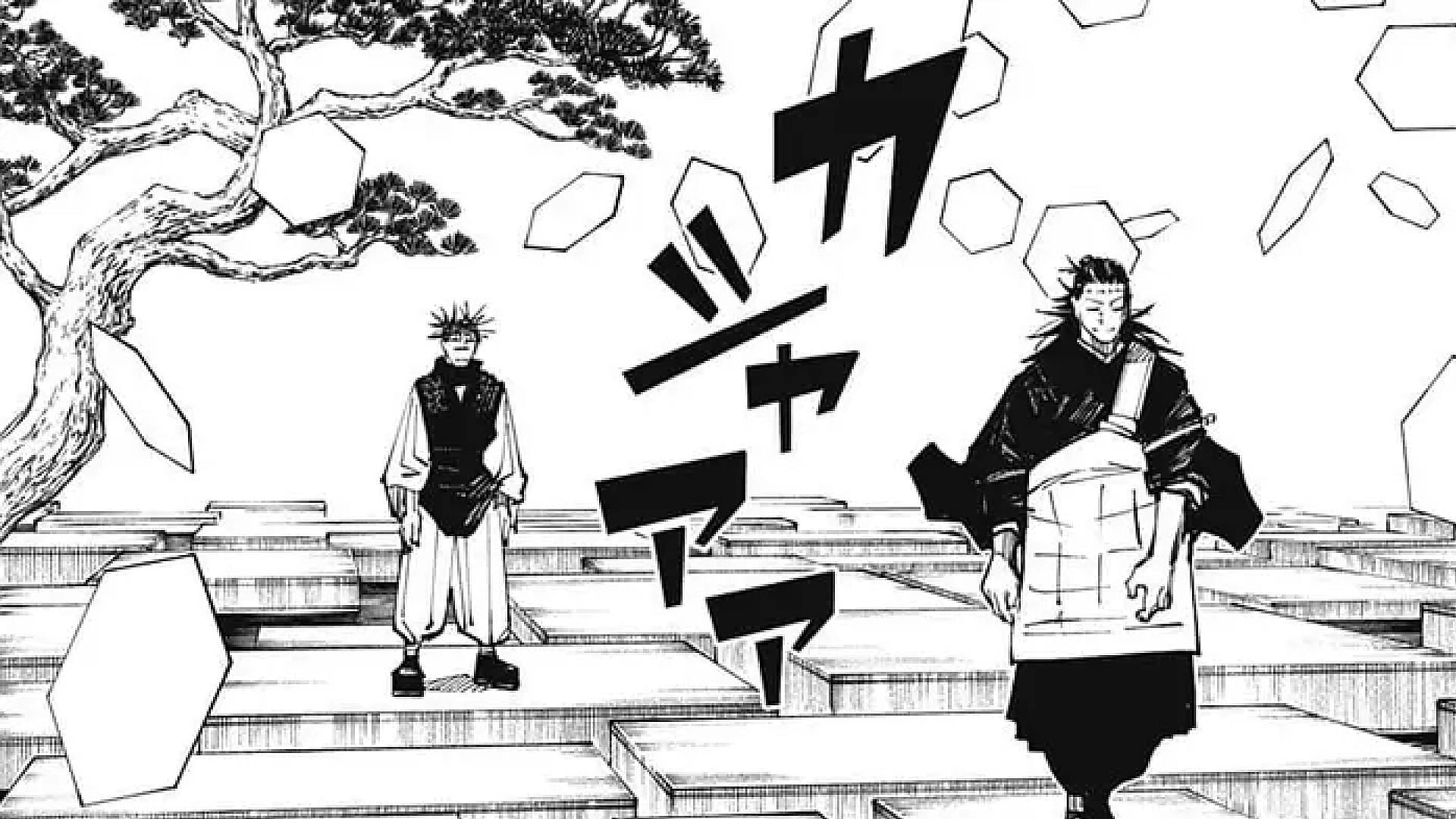 Choso and Kenjaku inside an empty barrier (Image via Gege Akutami/Shueisha)