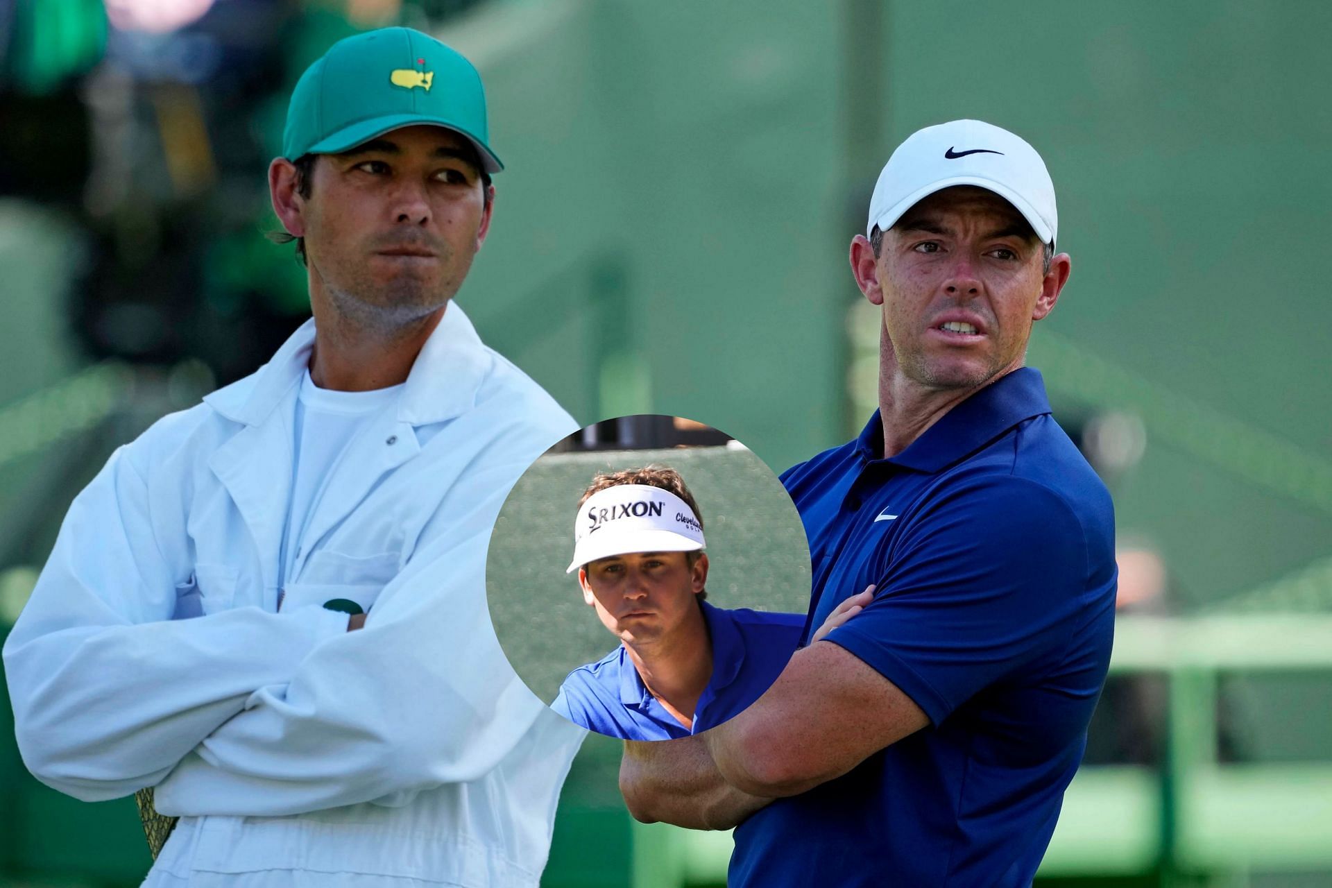 Rory McIlroy, his caddie and Smylie Kaufman (Image via Imagn).