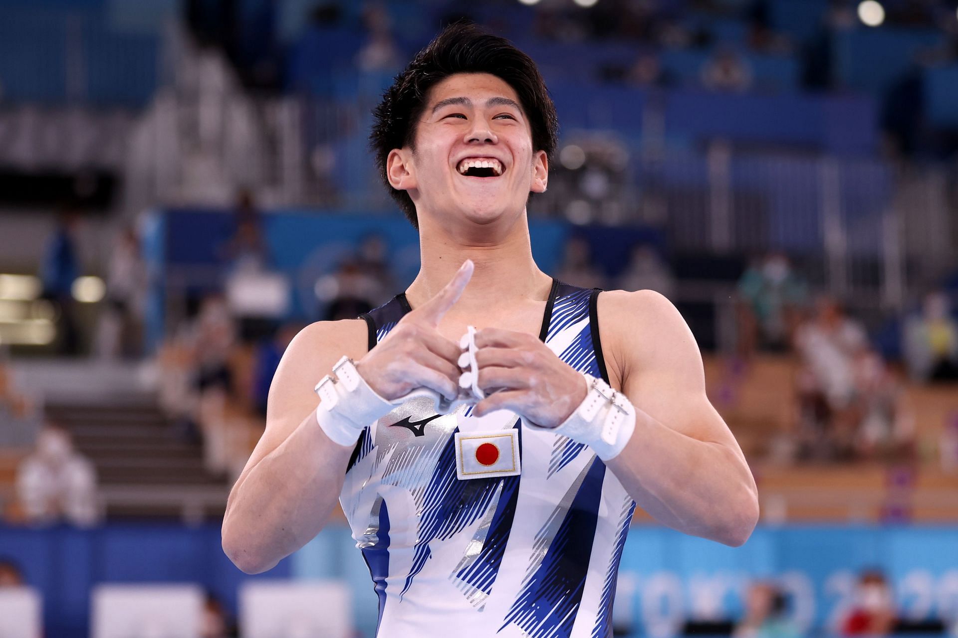 Daiki Hashimoto celebrates winning gold during the Men&#039;s All-Around Final on day five of the Tokyo 2020 Olympic Games at Ariake Gymnastics Centre on July 28, 2021 in Tokyo, Japan. (Photo by Laurence Griffiths/Getty Images)