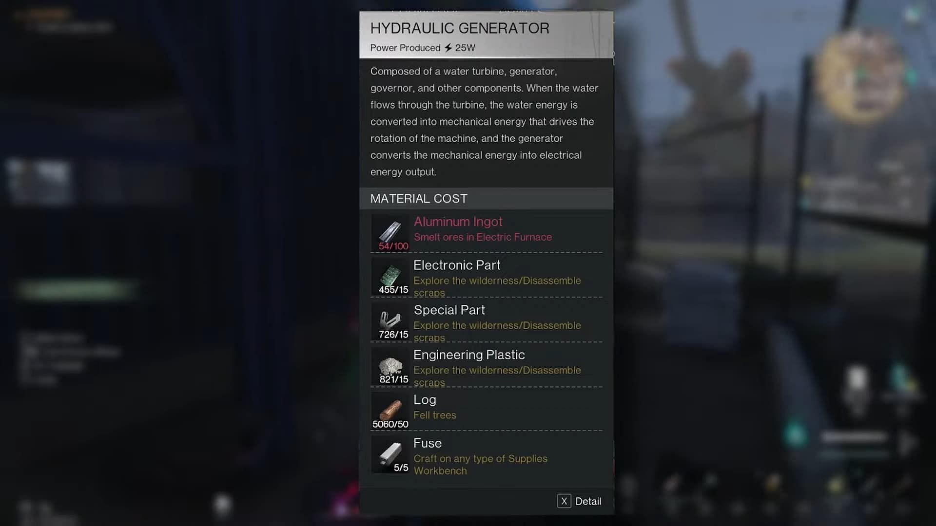 Hydraulic generators recipe (Image via Starry Studio)