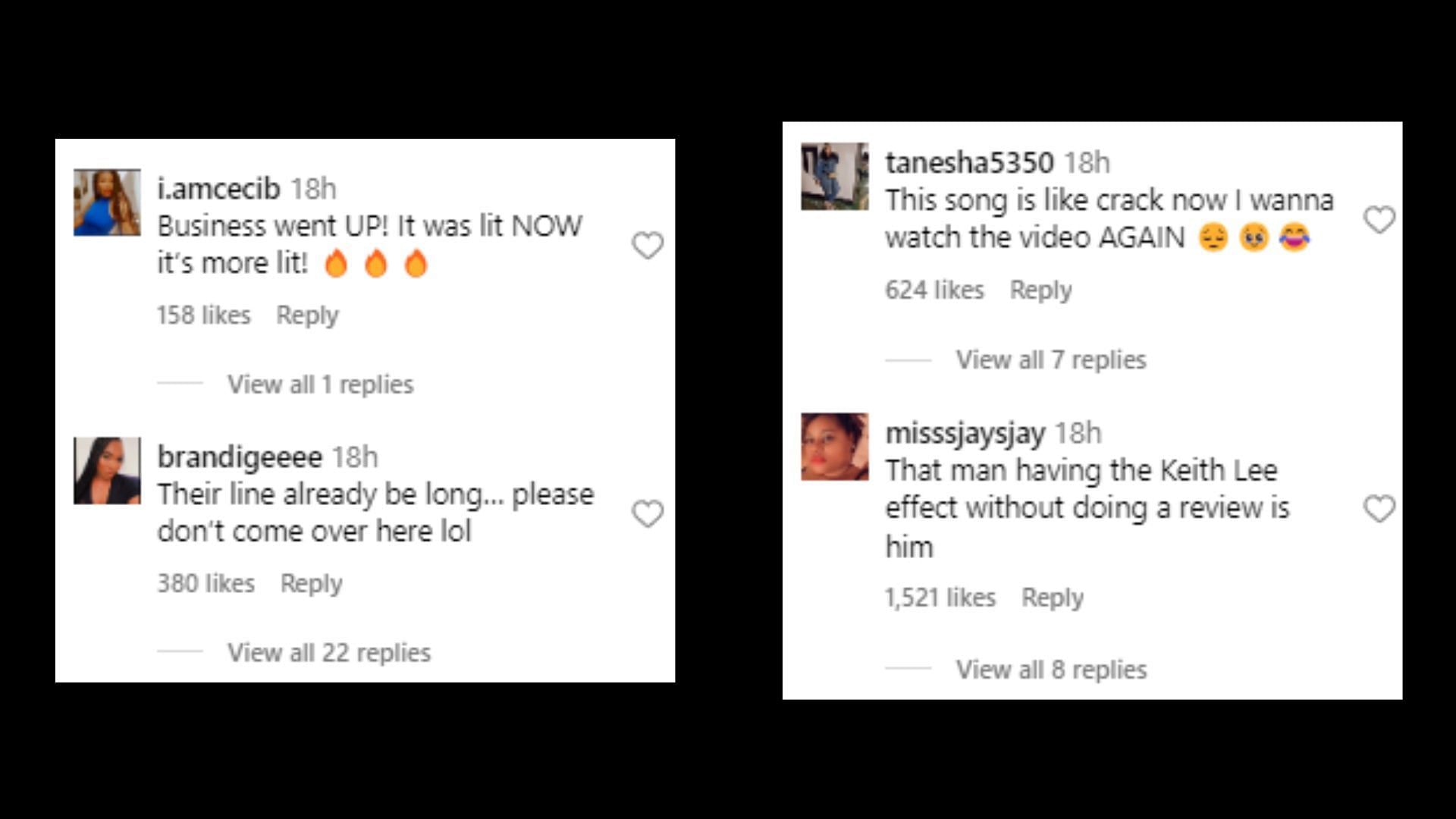 Reactions posted in the comments section (Image via Instagram/hollywoodunlocked)