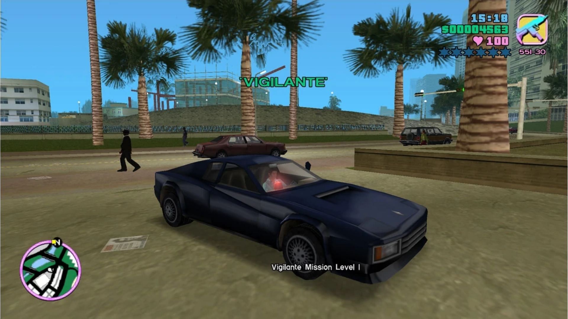 A screenshot from the Vigilante mission in Vice City (Image via GTA Wiki)