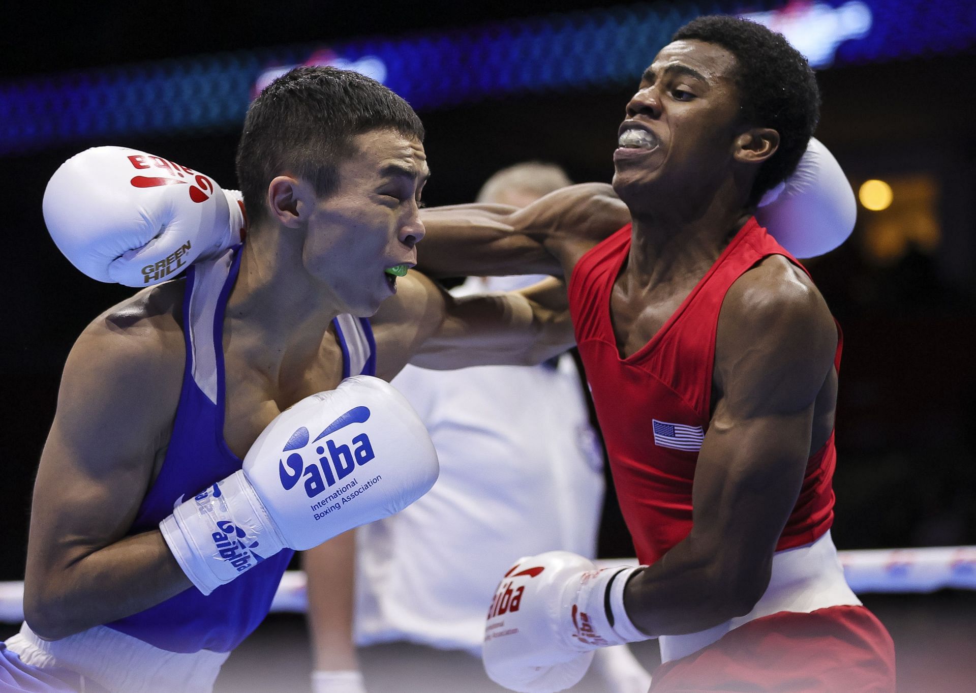 Roscoe Hill [in Red] in action at the finals of the AIBA World Boxing Championships 2021 - [Image Source: Getty]