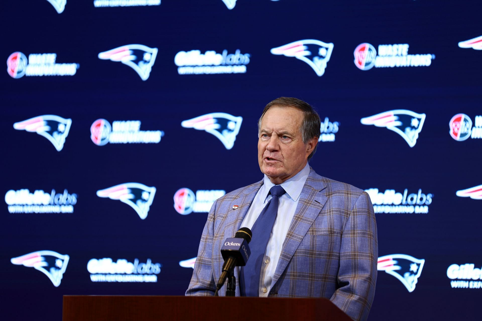 Belichick at New England Patriots Press Conference - Source: Getty