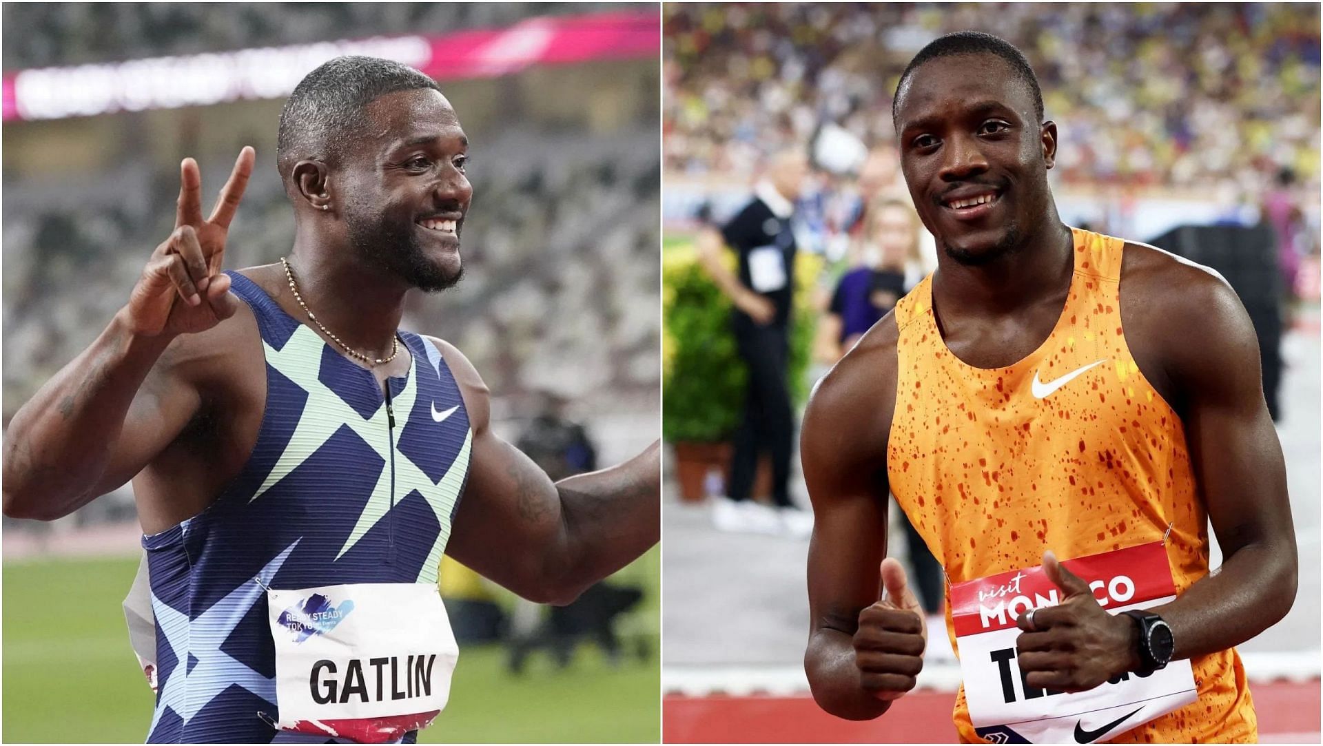 Justin Gatlin and Letsile Tebogo