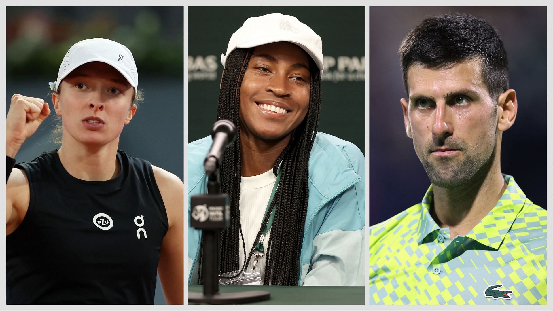 Iga Swiatek (L), Coco Gauff (C) and Novak Djokovic (L); ( Source: Getty Image)