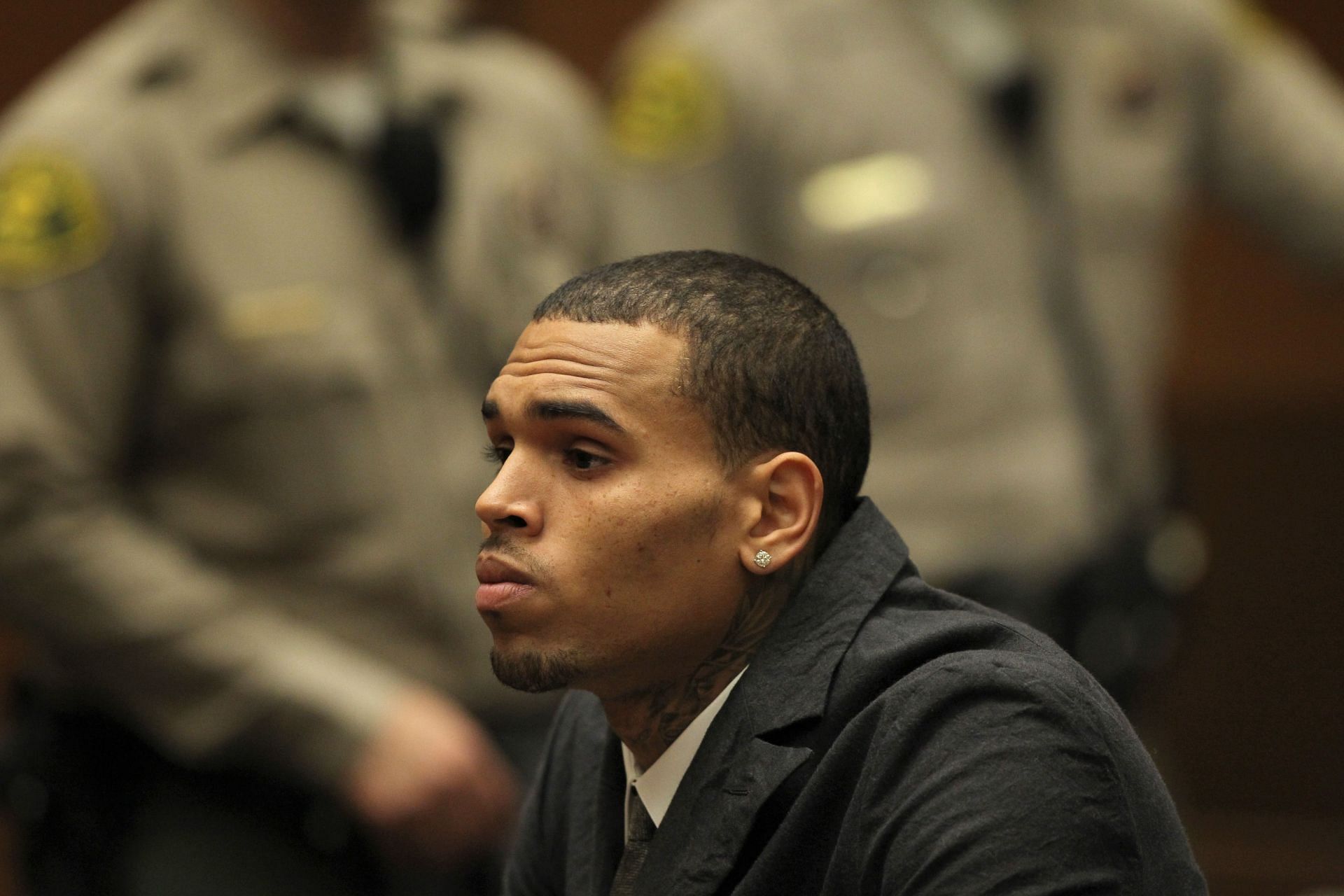 Chris Brown Court Appearance - Source: Getty. (Photo by David McNew/Getty Images)