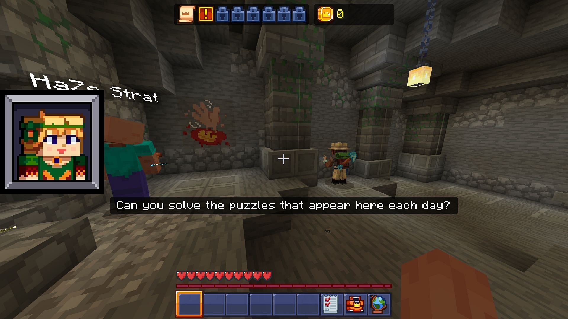 The Minecraft x MCC Party cave&#039;s clues will only reveal themselves over seven days (Image via Mojang)