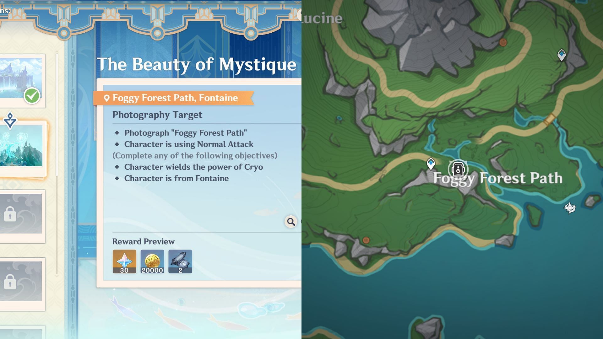 The Beauty of Mystique location and rewards (Image via HoYoverse)