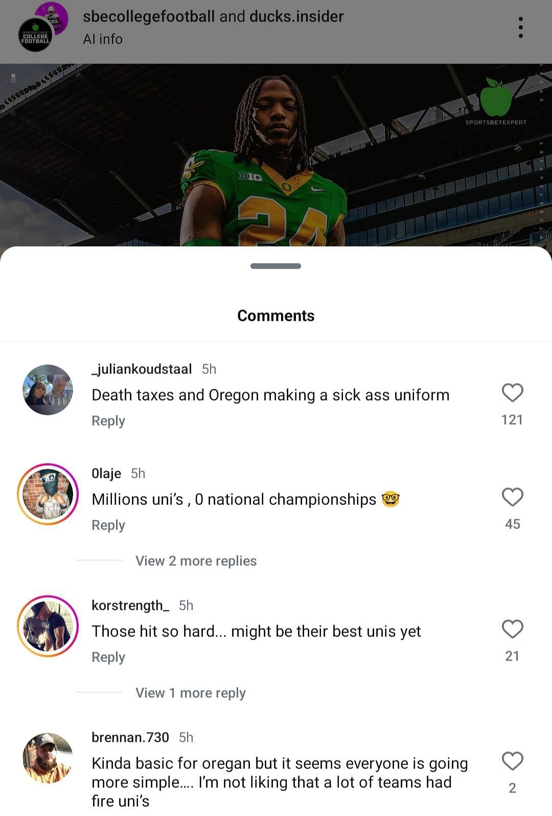 SBE college football IG comments (screenshot via IG/SBE College Football)