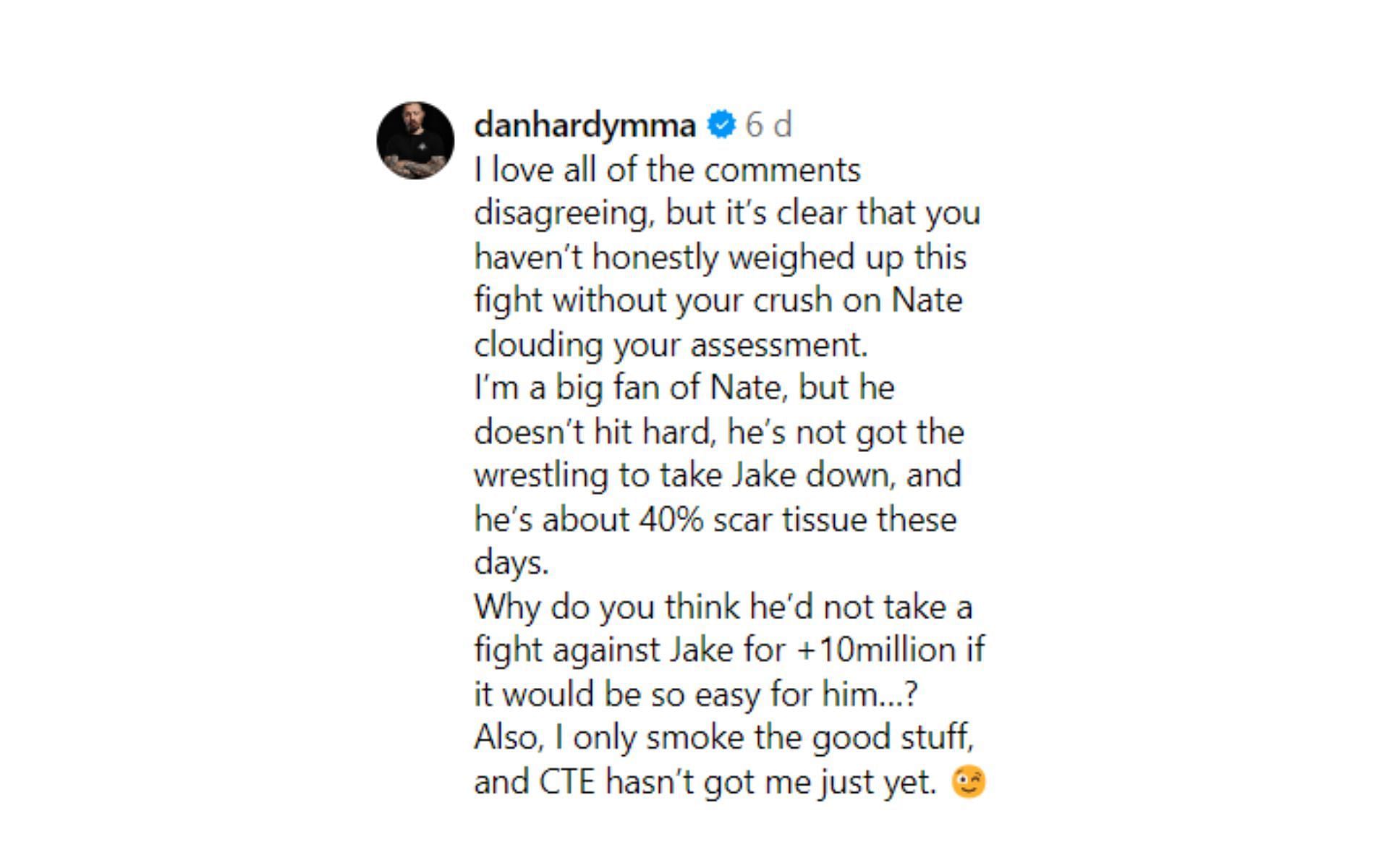 Dan Hardy weighs in on potential Jake Paul vs. Nate Diaz MMA fight [Images via: @mmafighting on Instagram]