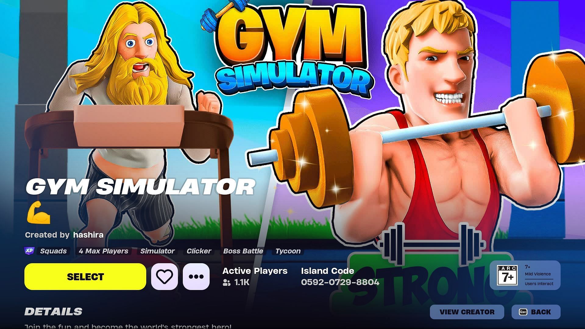 Navigating Fortnite Gym Simulator (Image via Epic Games)