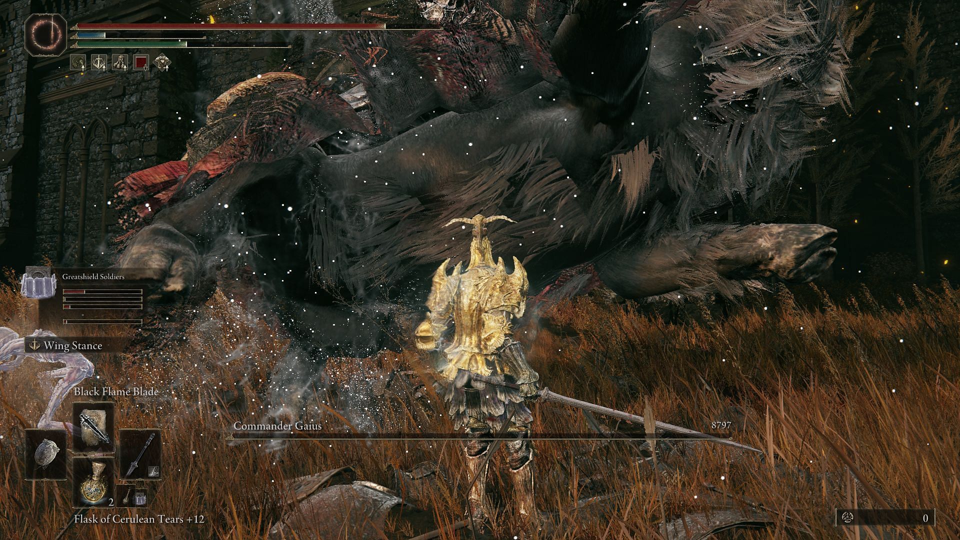 Black Flame can eat through the HP of most bosses in Elden Ring (Image via FromSoftware)