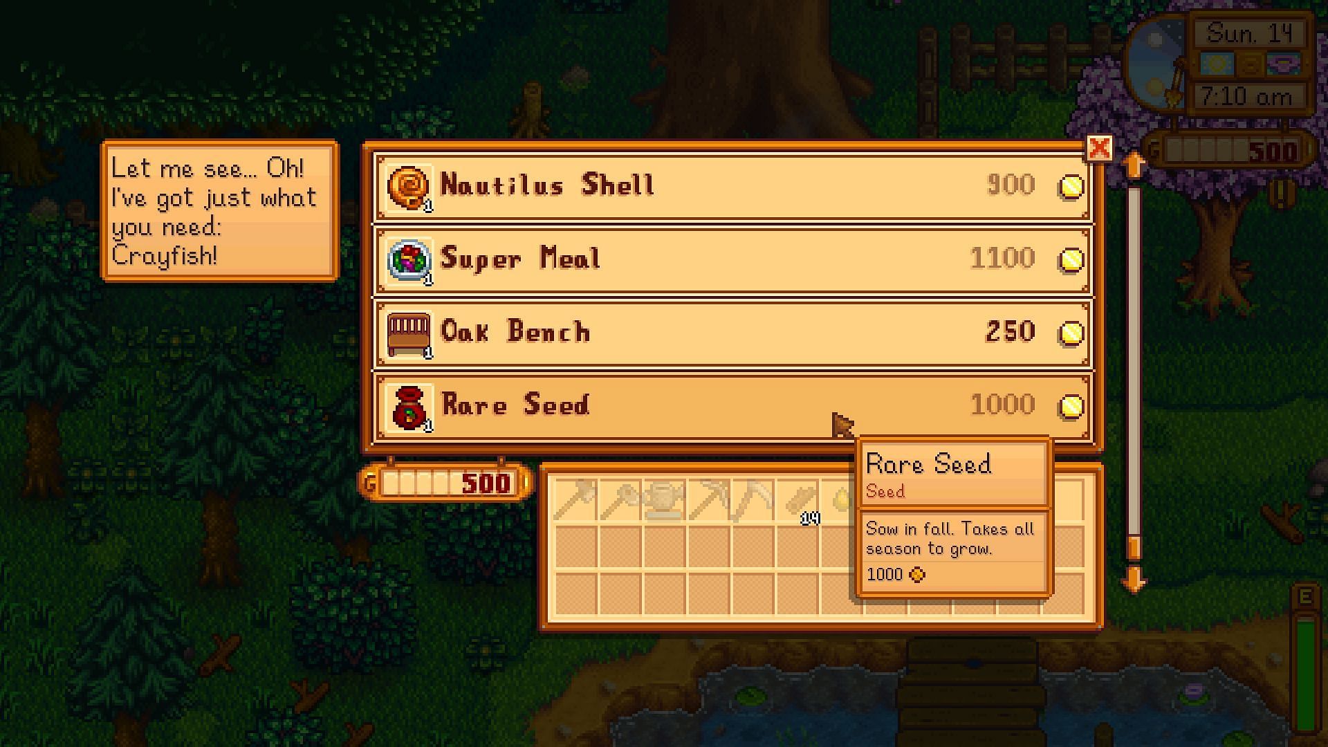 Buy Rare Seeds to grow Sweet Gem Berries in Stardew Valley (Image via ConcernedApe)