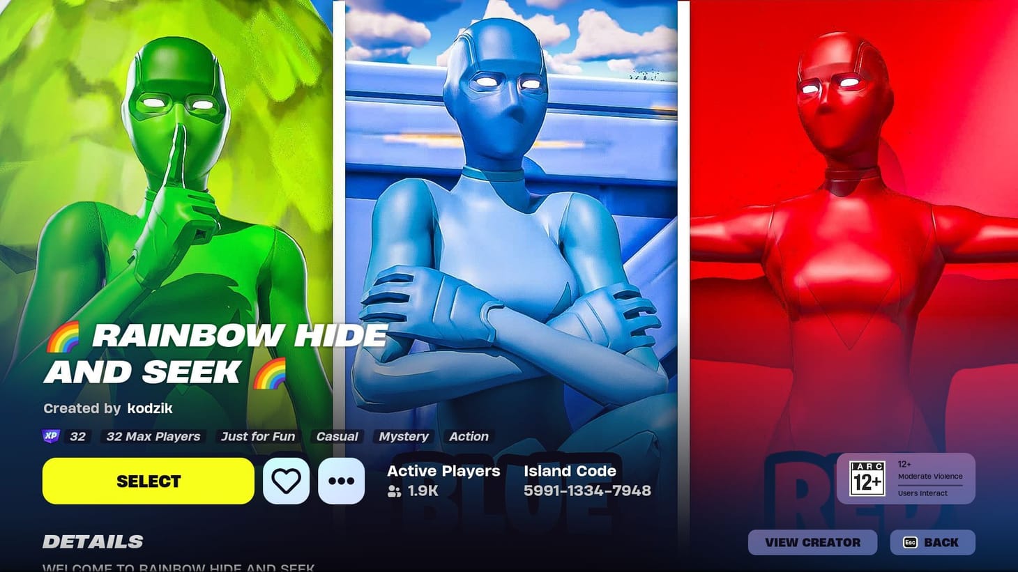 Fortnite Rainbow Hide and Seek: UEFN map code, how to play, and more