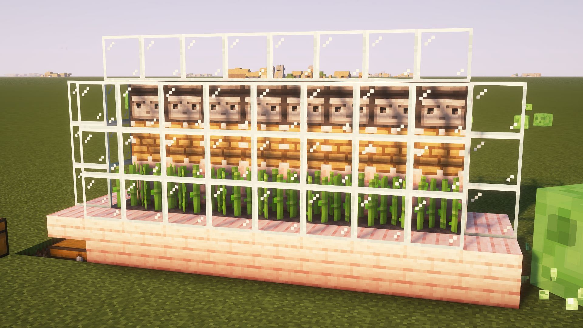 A small automated sugar cane farm (Image via Mojang)