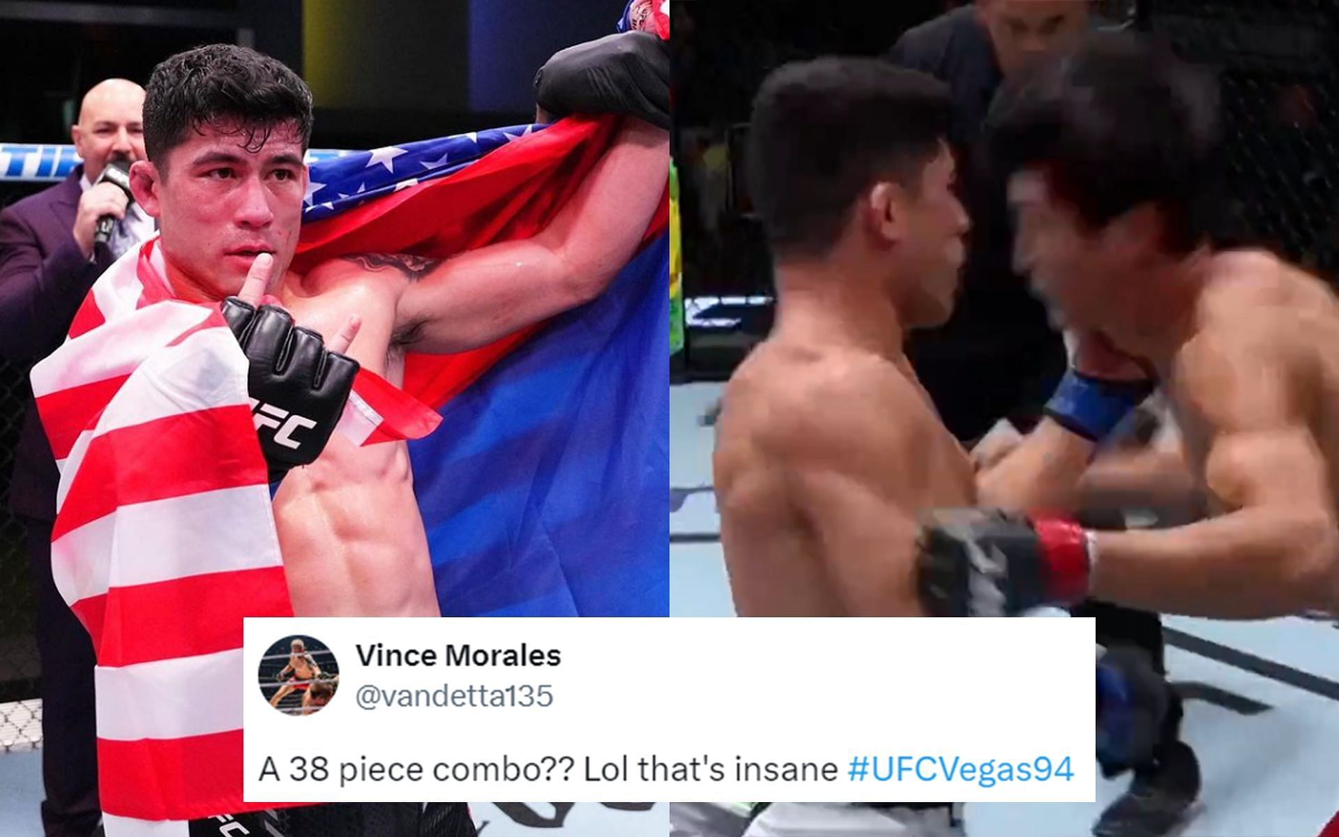 Hyder Amil (left) defeated Lee Jeong Yeong at UFC Vegas 94. [Images courtesy: @hurricane_415 on Instagram and @UFC_AUSNZ on X]