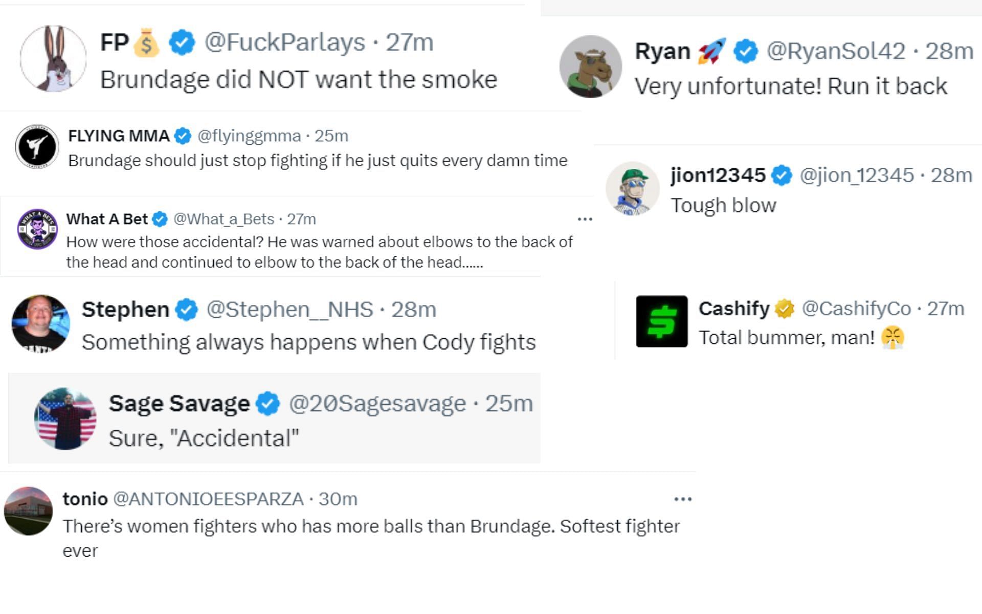 Screenshot of fan reactions to UFC&#039;s post on X