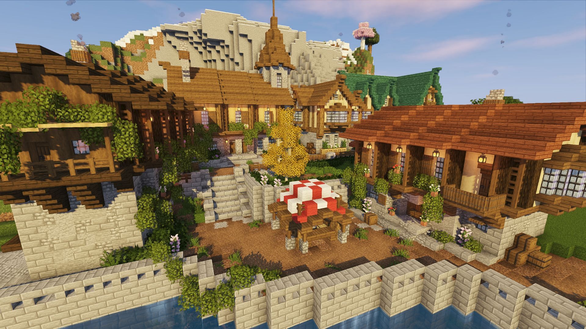 A gorgeous custom medieval village (Image via Mojang, DiplexMantis/Reddit)