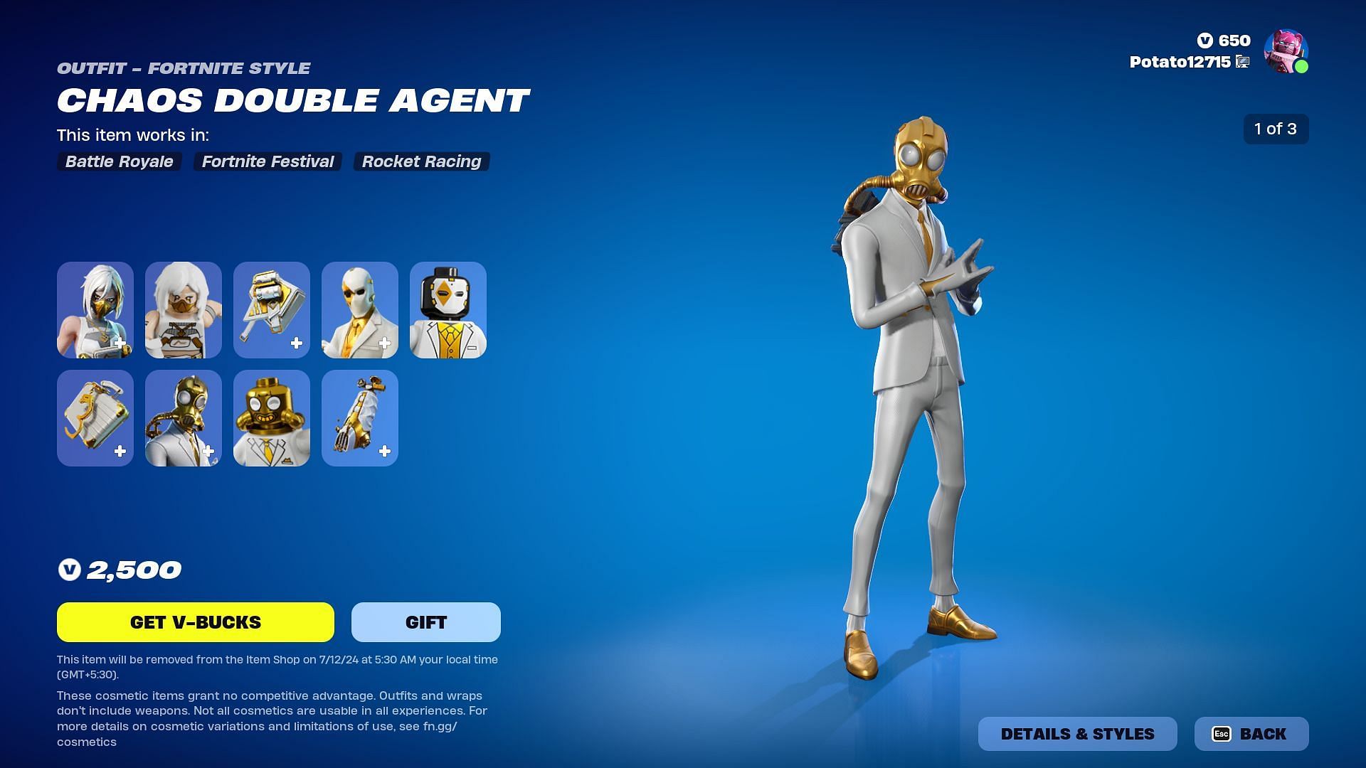 The Double Agent skins will remain listed until July 12, 2024 (Image via Epic Games)