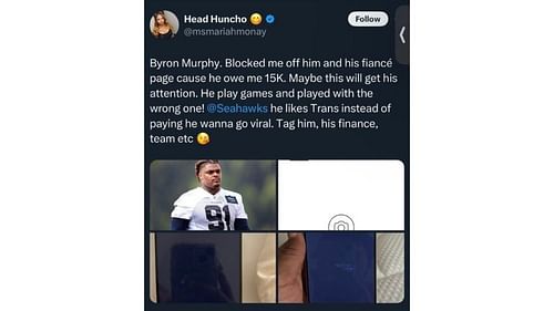 OF model's deleted post on Byron Murphy