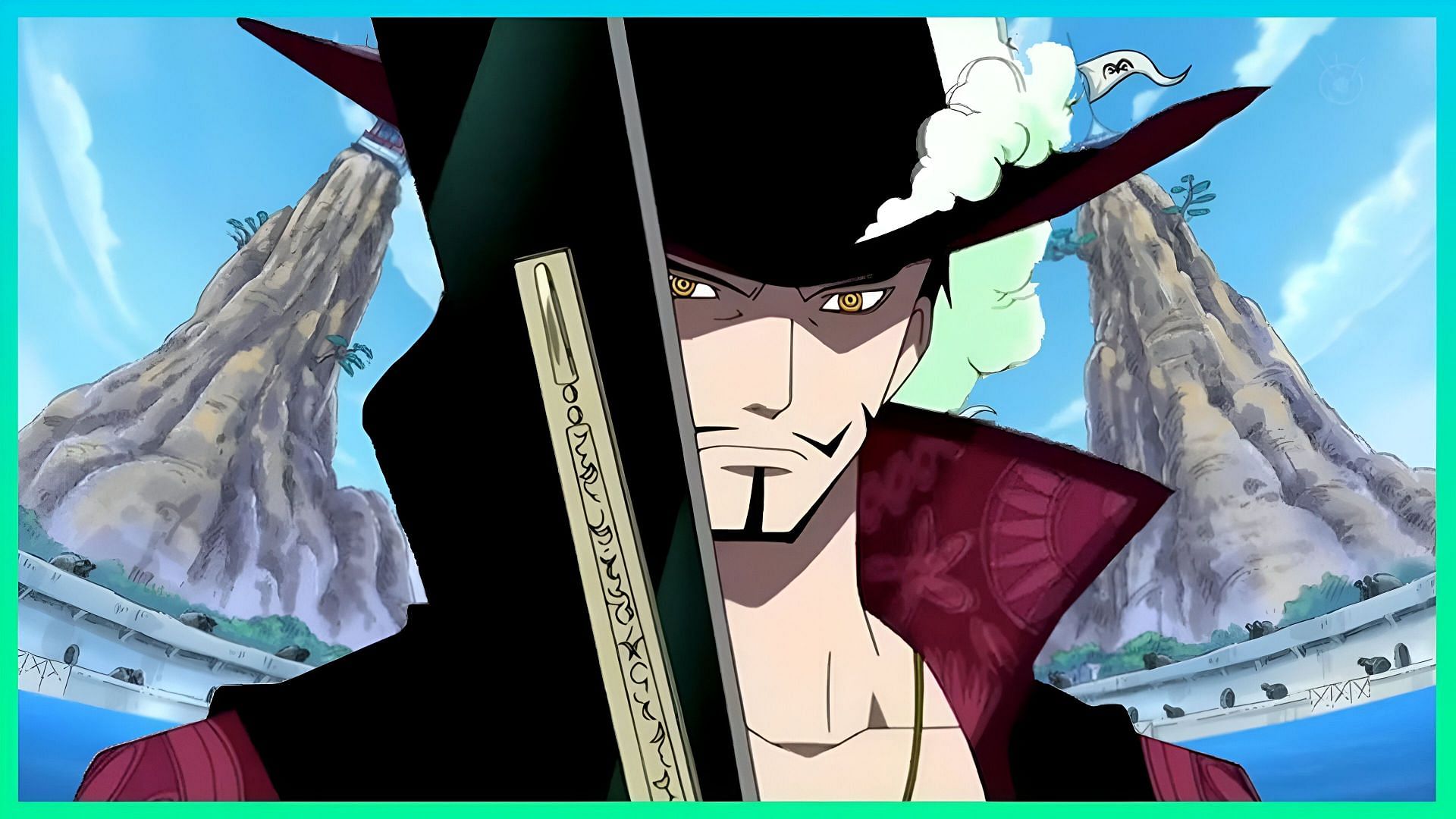 Mihawk with his Yoru as seen in the anime (Image via Toei Animation)