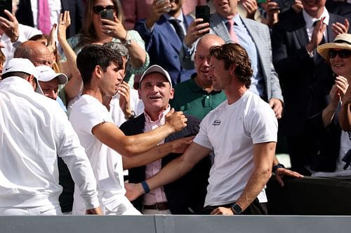 Alcaraz pictured with Juan Carlos Ferrero after winning Wimbledon 2024 (Image Source: Getty)