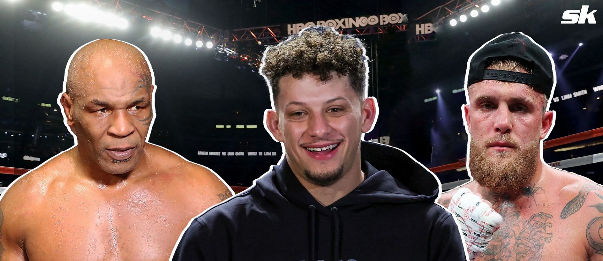 Patrick Mahomes picks sides for Jake Paul-Mike Tyson boxing clash (Collage Images Credit: Getty)