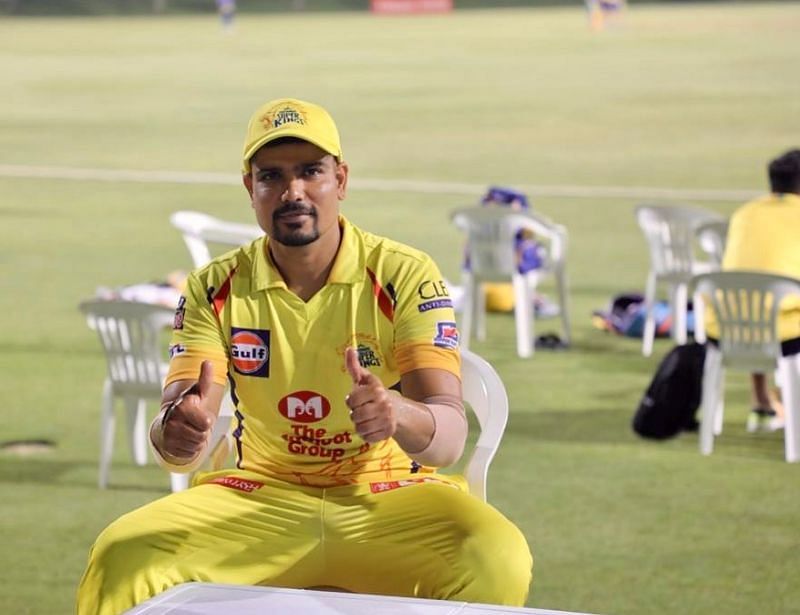 Karn Sharma in the Chennai Super Kings camp in IPL 2020 (Image Credits: Karn Sharma&#039;s Instagram)