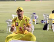 Karn Sharma in the Chennai Super Kings camp in IPL 2020 (Image Credits: Karn Sharma's Instagram)