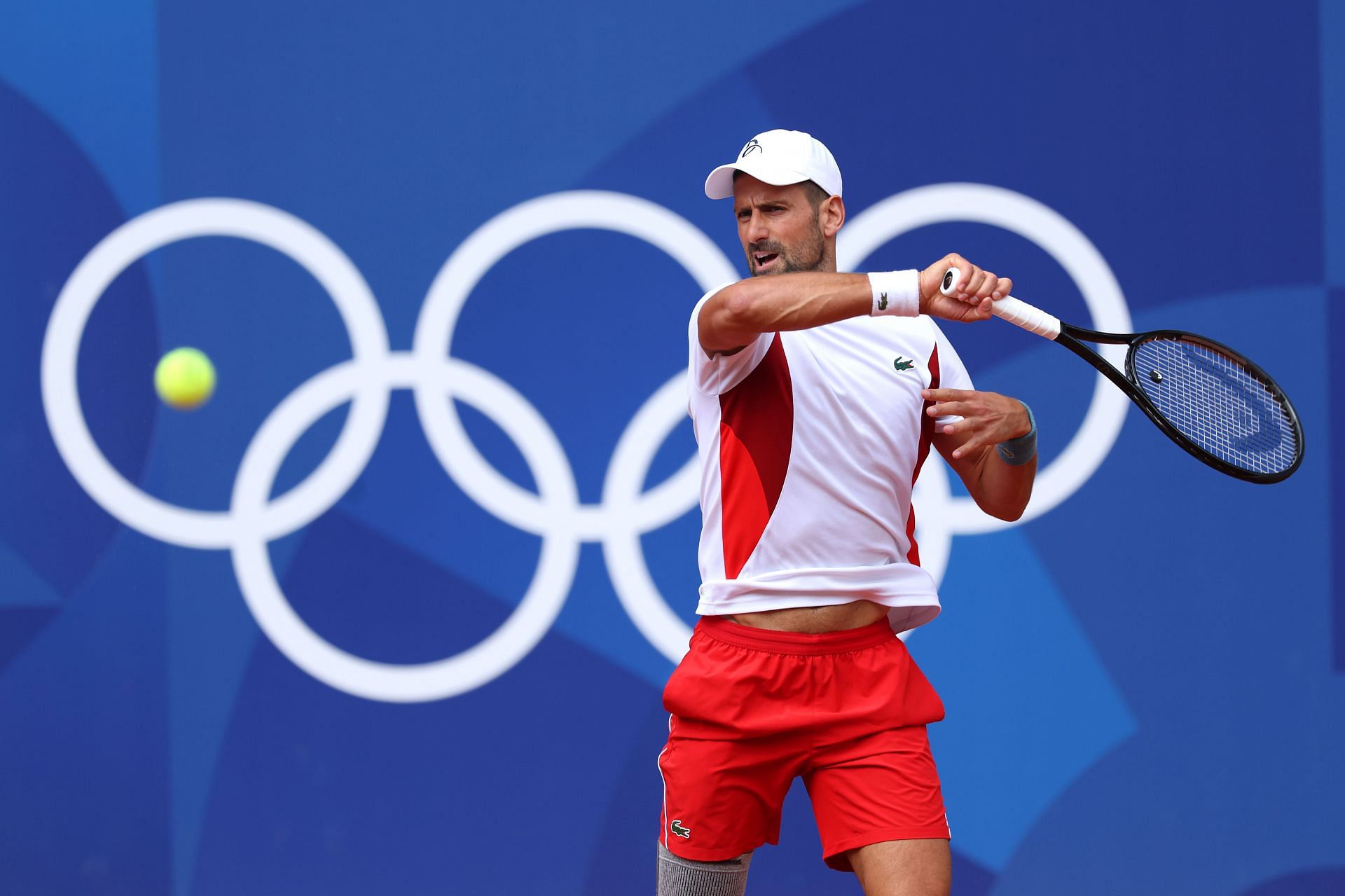 Novak Djokovic practices at 2024 Paris Olympics. (Getty)