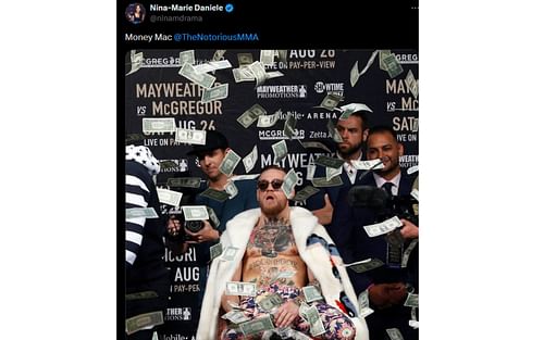 Daniele's tweet regarding McGregor's winning wager [Image courtesy: @ninamdrama - X]