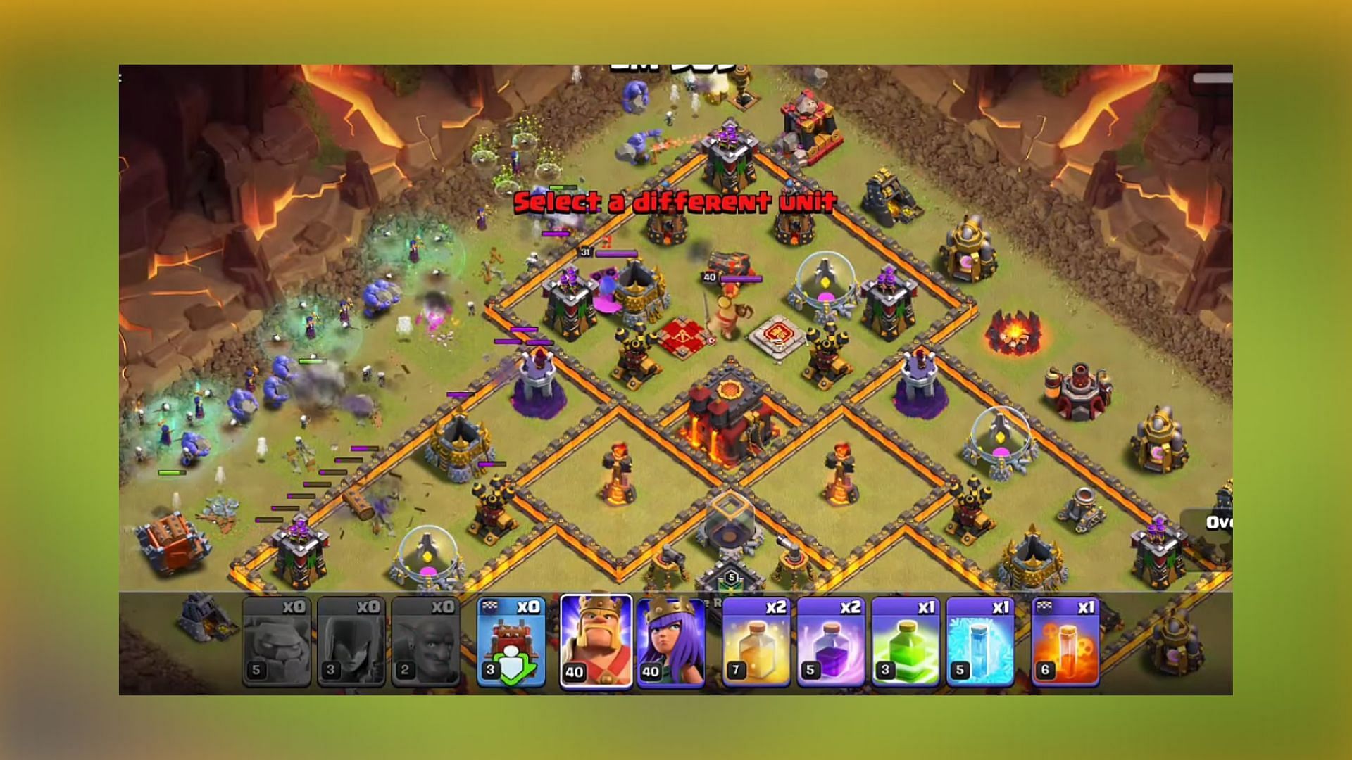 Drop all the Golems before using Bowlers, Witches and Wizards (Image via SuperCell)