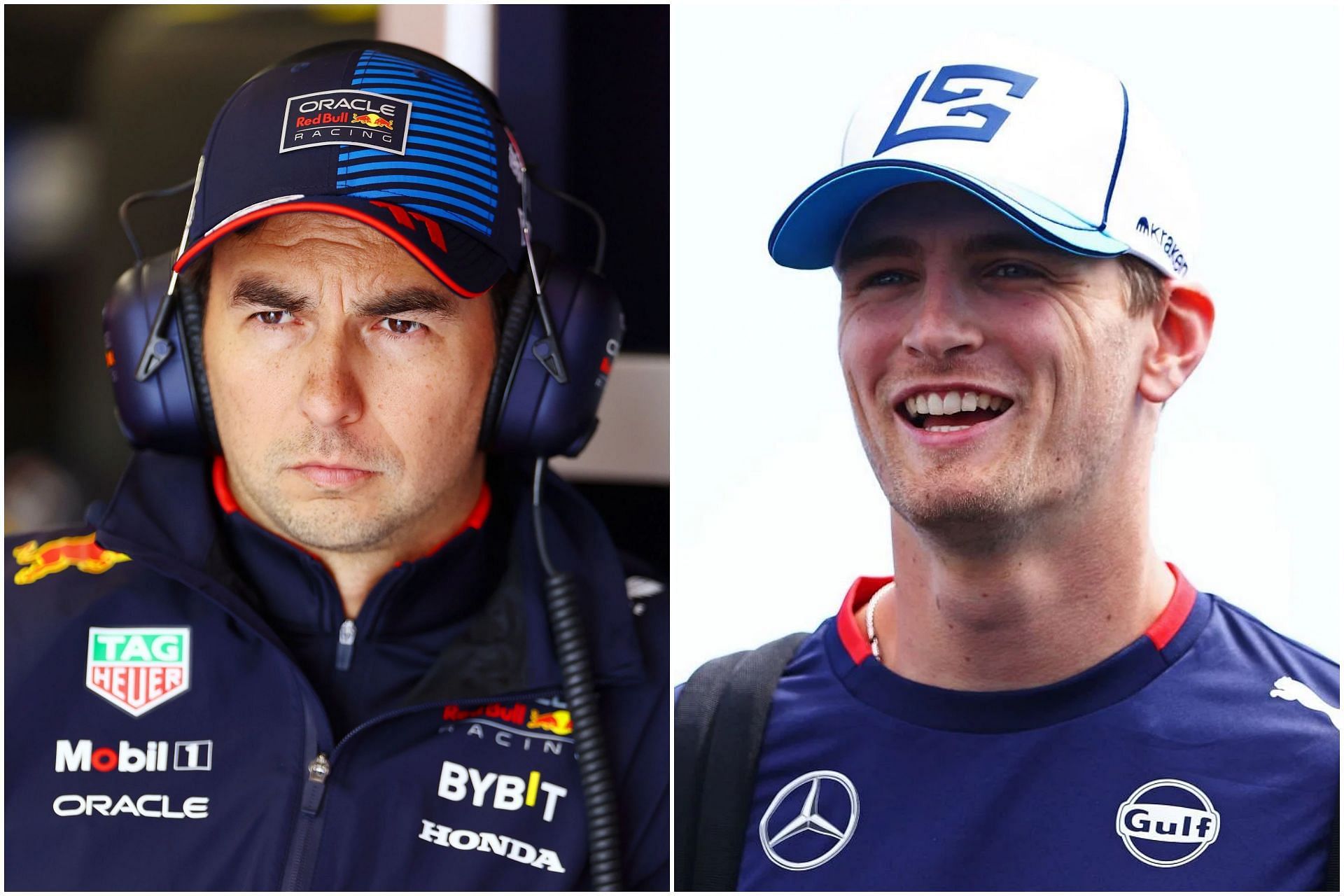 Sergio Perez (L) and Logan Sargeant (R) (Collage via Sportskeeda)