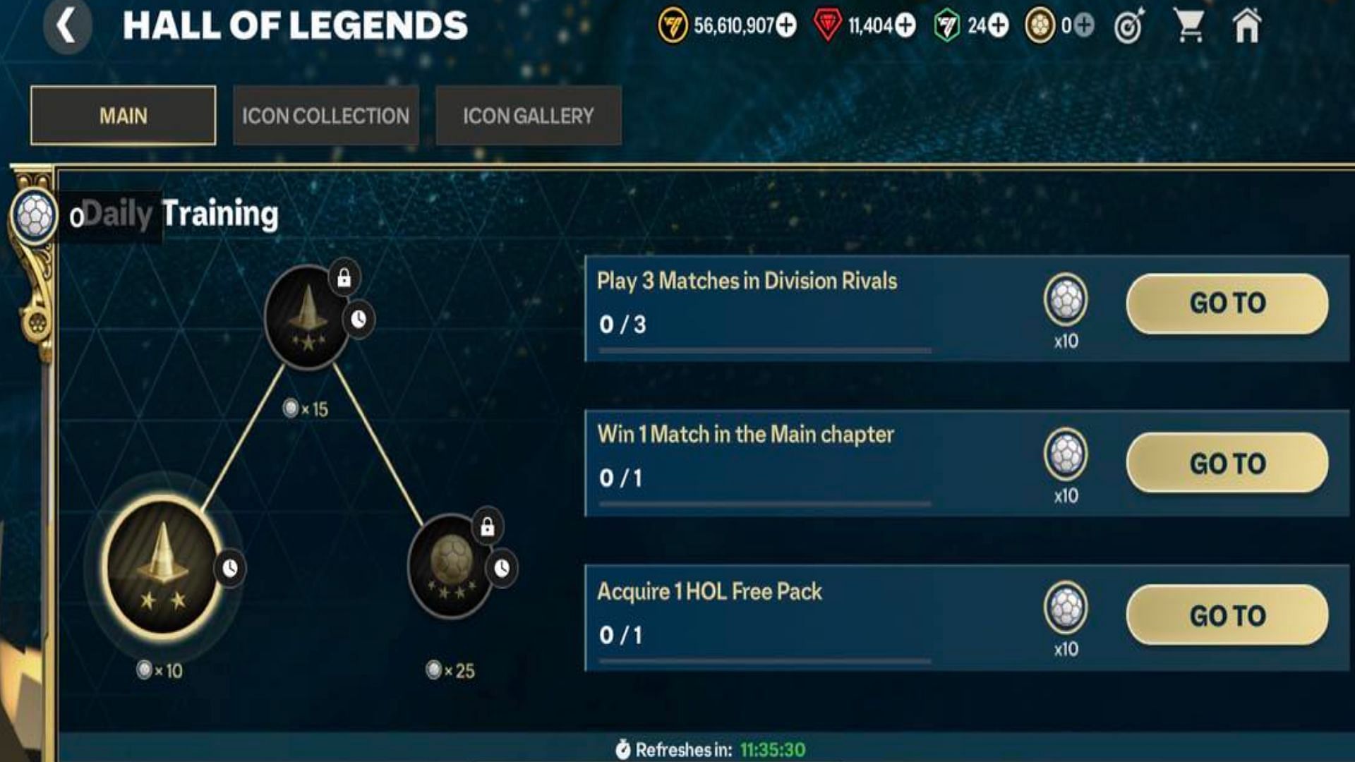 Daily Training in Hall of Legends Main chapter (Image via EA Sports)