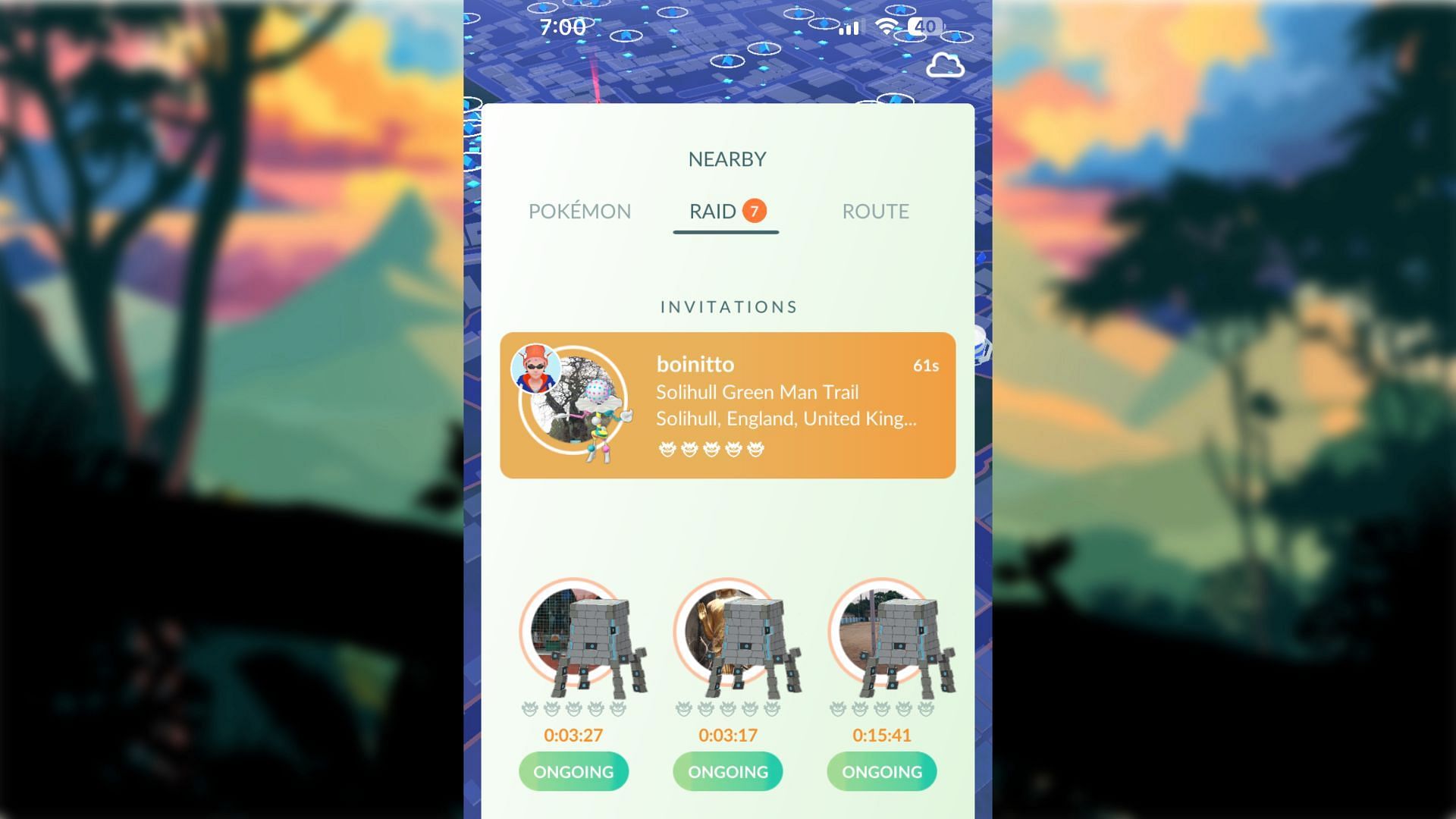 Invitation to join a Remote Raid in Pokemon GO (Image via TPC)