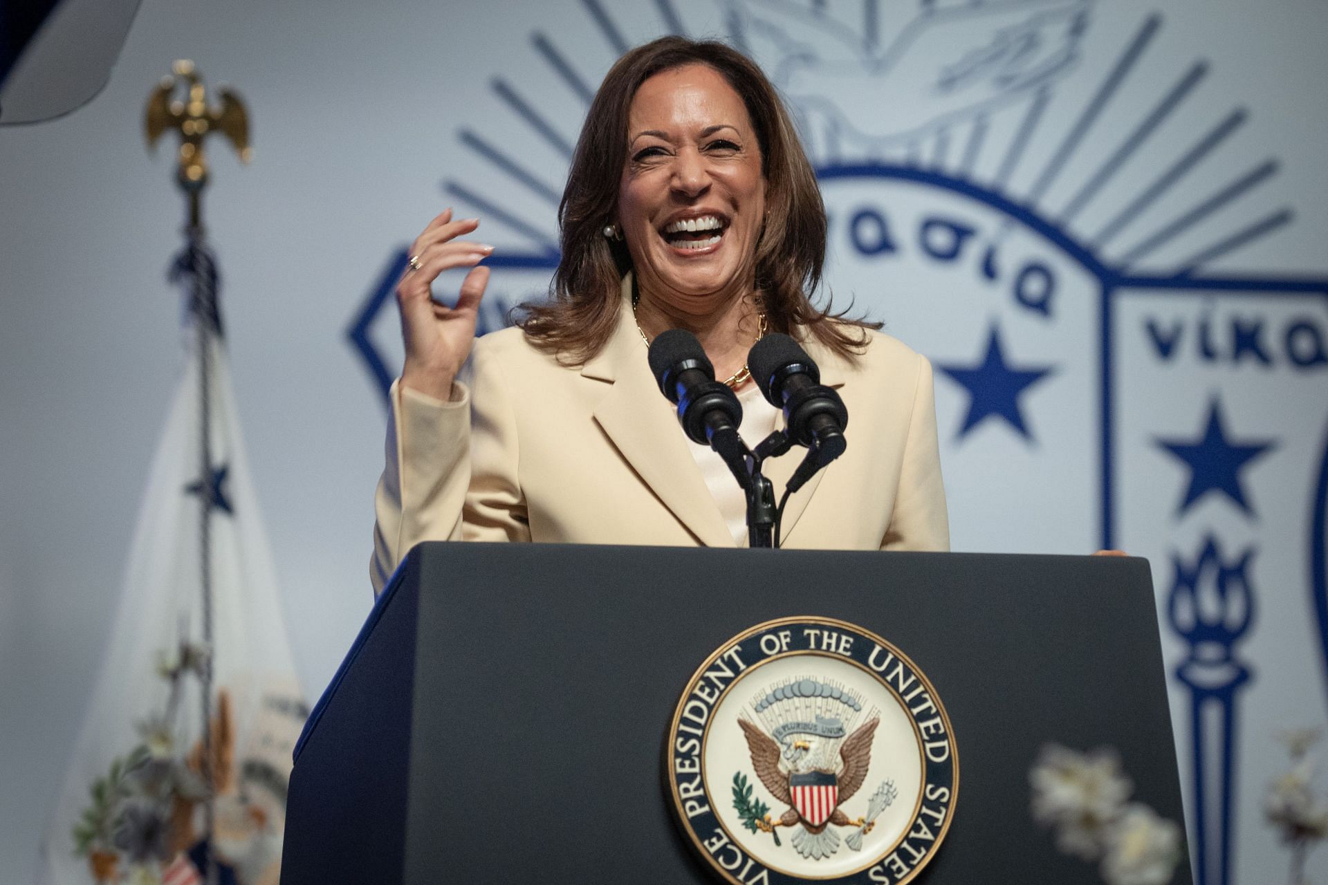 VP Harris Makes Appearance At Sorority Grand Boule In Indianapolis - Source: Getty