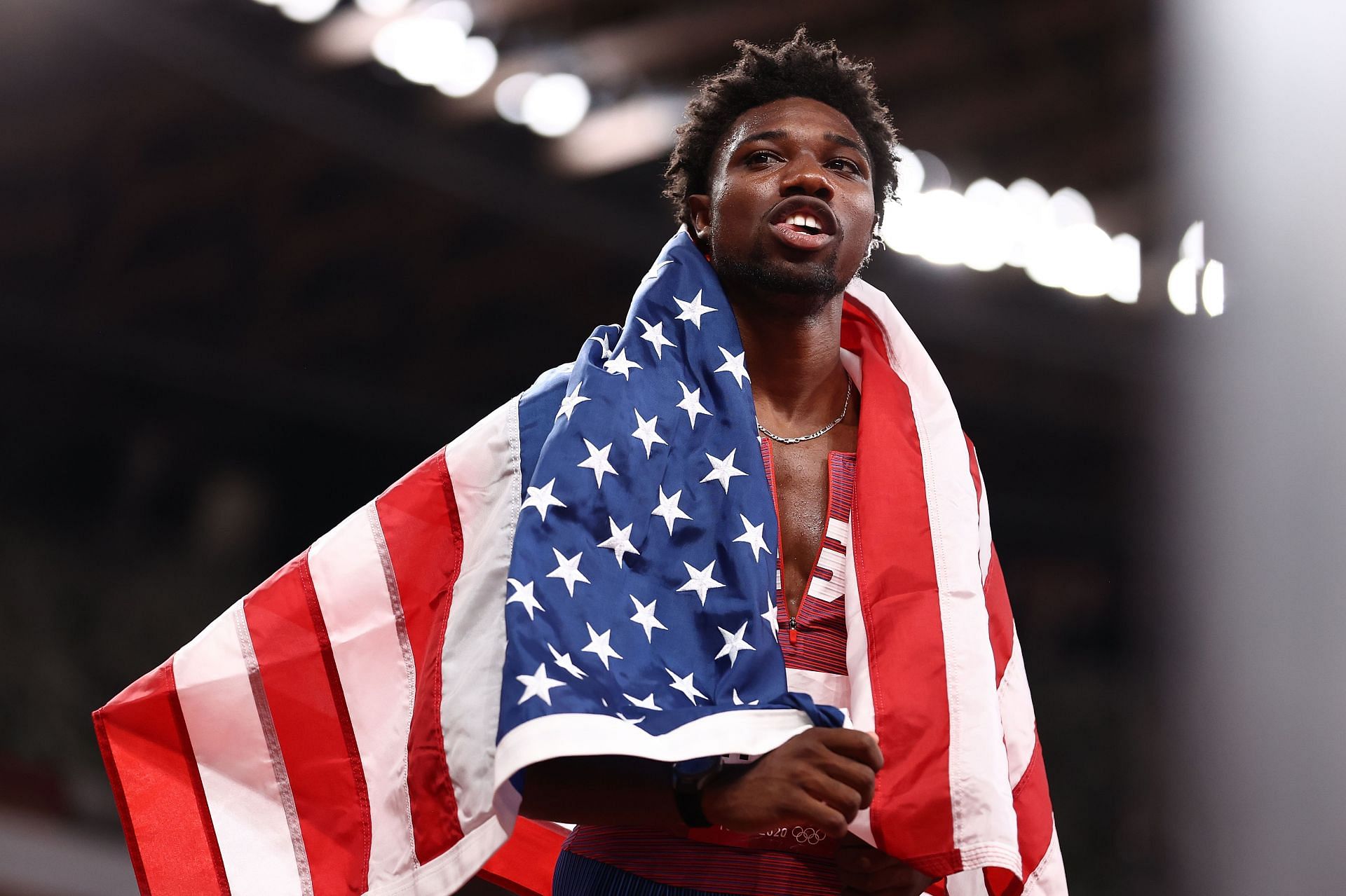 Noah Lyles at the Tokyo 2020 Olympic Games. (Photo by Ryan Pierse/Getty Images)