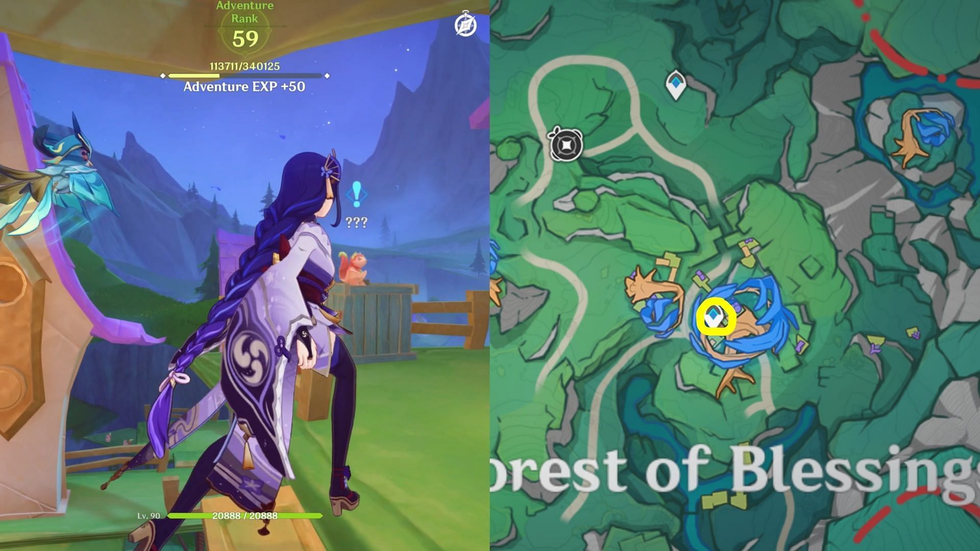 The Forest and the Princess quest starting location in Genshin Impact (Image via HoYoverse)