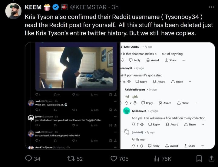 Keemstar claims Ava Kris Tyson supported art from controversial cartoon